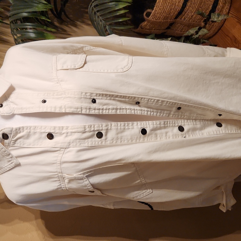 White smiley Jean jacket